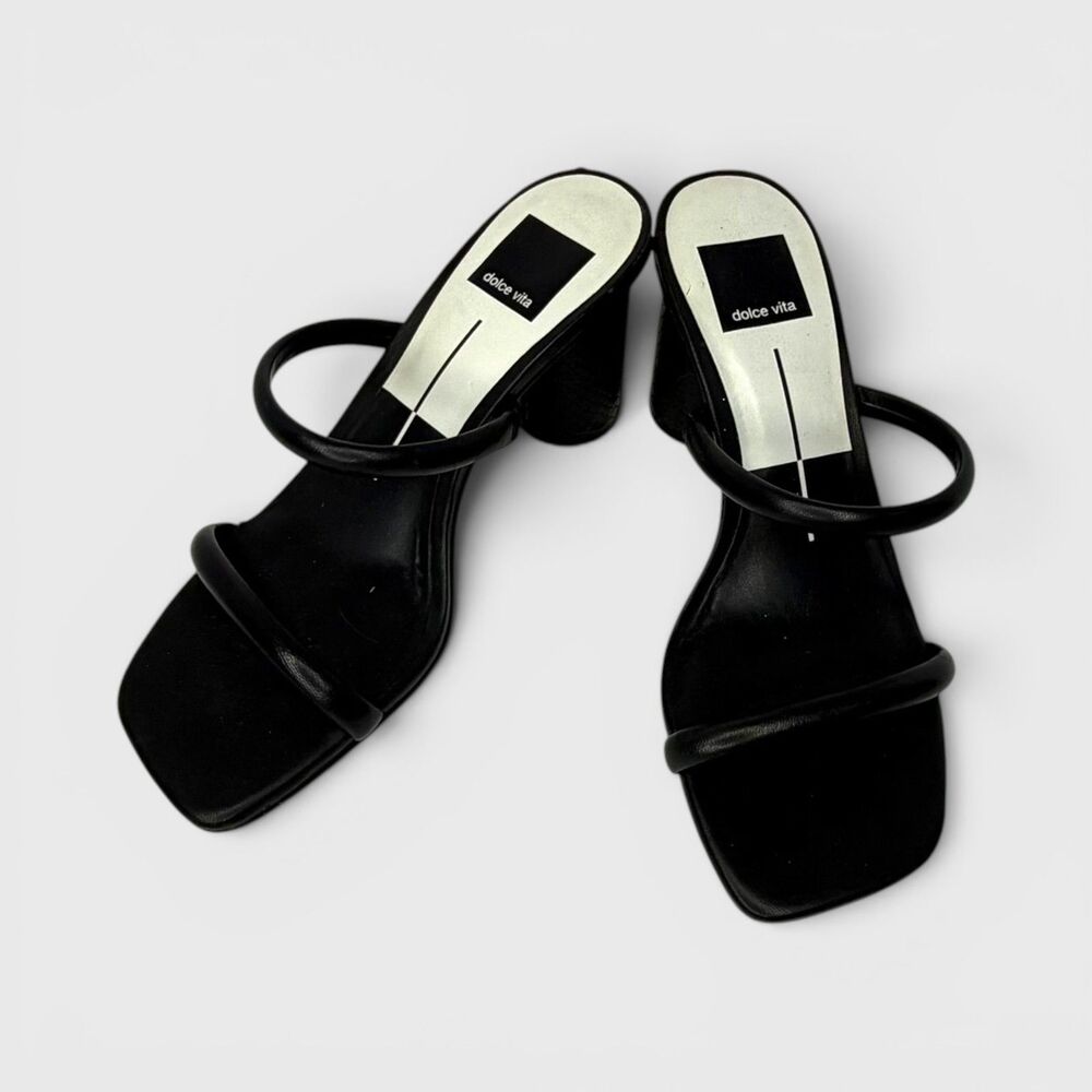 Dolce Vita Black Block Heel Square Toe Sandals Size 6